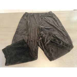 Onque Casual Black Velour Lounge Pants Plus Size 2X Elastic Waist Wide Leg